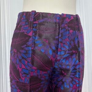 ✨ J.CREW Dressy Jacquard Pants – Purple & Blue Floral Brocade - Size 2✨